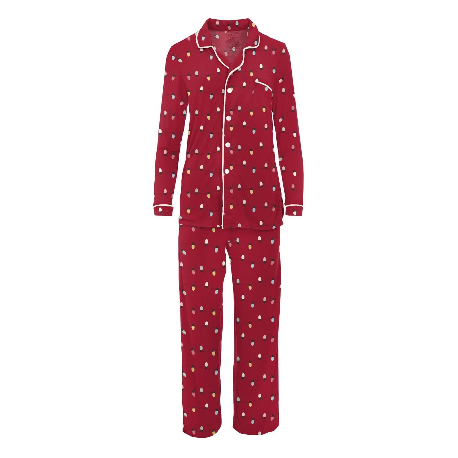 Kickee - Women's Long Sleeve Collared Pajama Set
