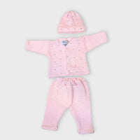 Gita - Girl's 2pc Pink Cotton Sweater With Pearls & Hat