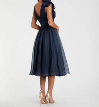 Mac Duggal - Sleeveless Chiffon A-line Tea Length Cocktail Dress