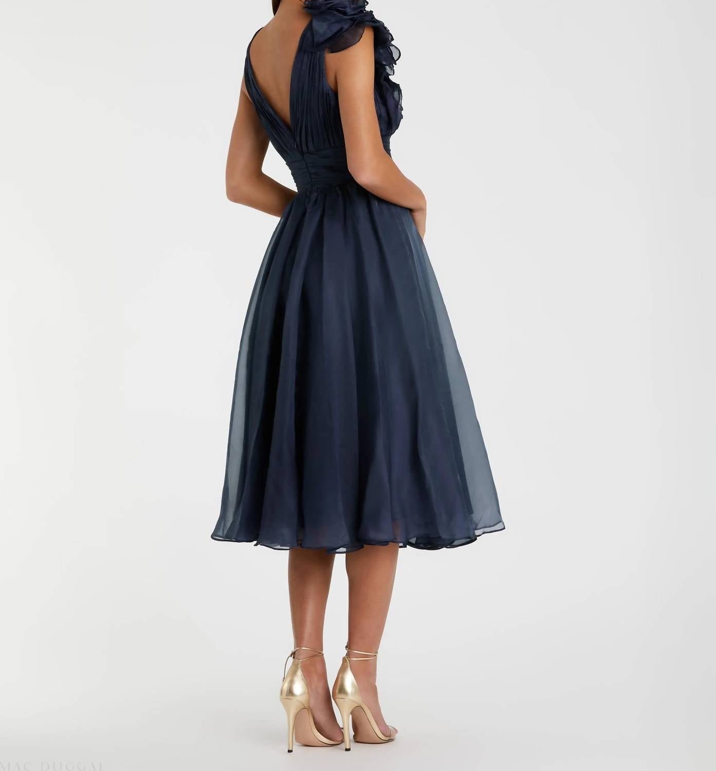 Mac Duggal - Sleeveless Chiffon A-line Tea Length Cocktail Dress
