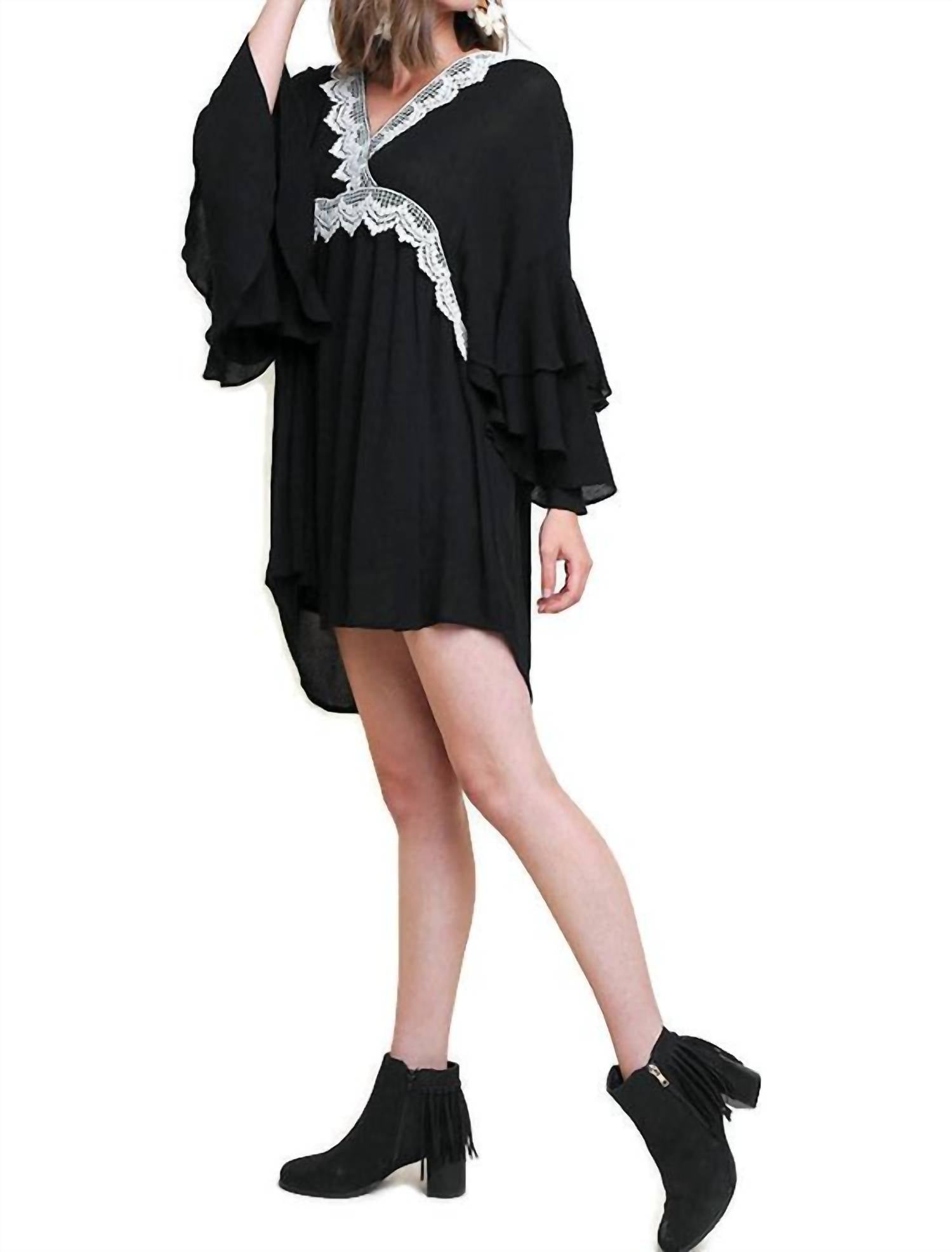 Umgee - Layered Ruffle Bell Sleeve Dress
