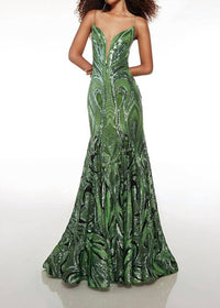 Alyce Paris - Plunging V-neck Mermaid Evening Dress