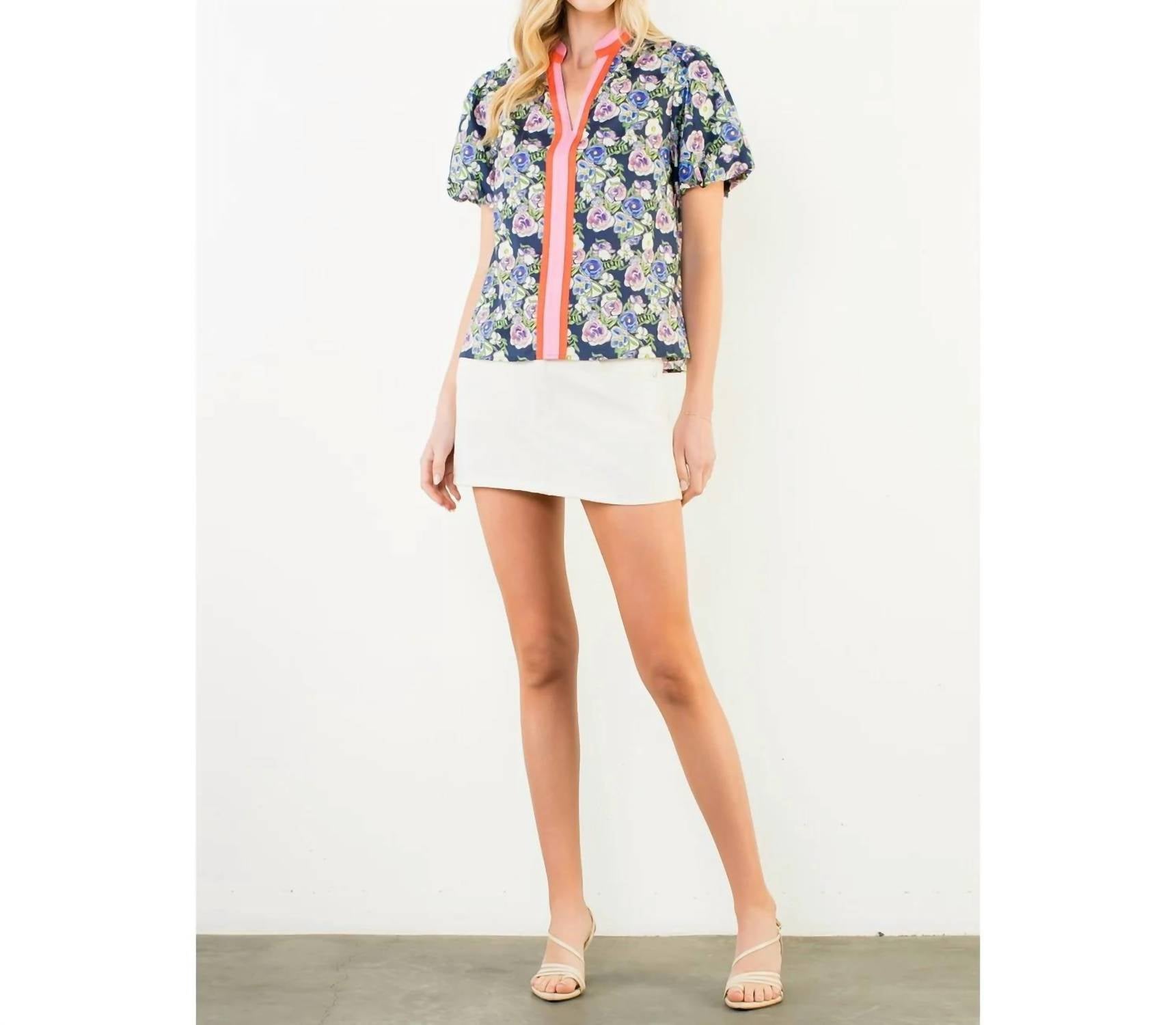 Thml - Floral Puff Sleeve Top