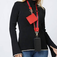 Judson & Company - Women's Clip And Carry Crossbody Phone Strap Carrier Pouch Wallet Preppy Stripe