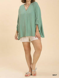 Umgee - High Low Dolman Sleeve Top - Plus