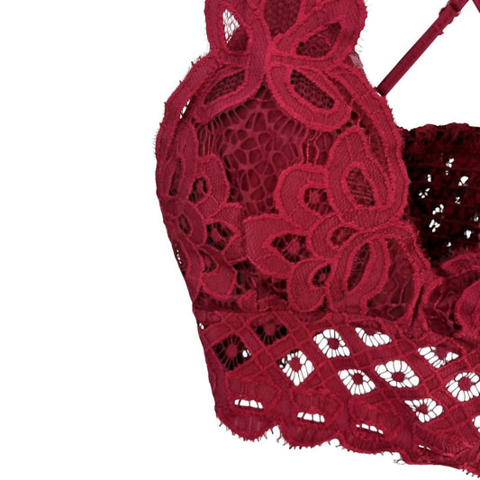 Anemone - Women's Berry Boho Crochet Lace Bralette