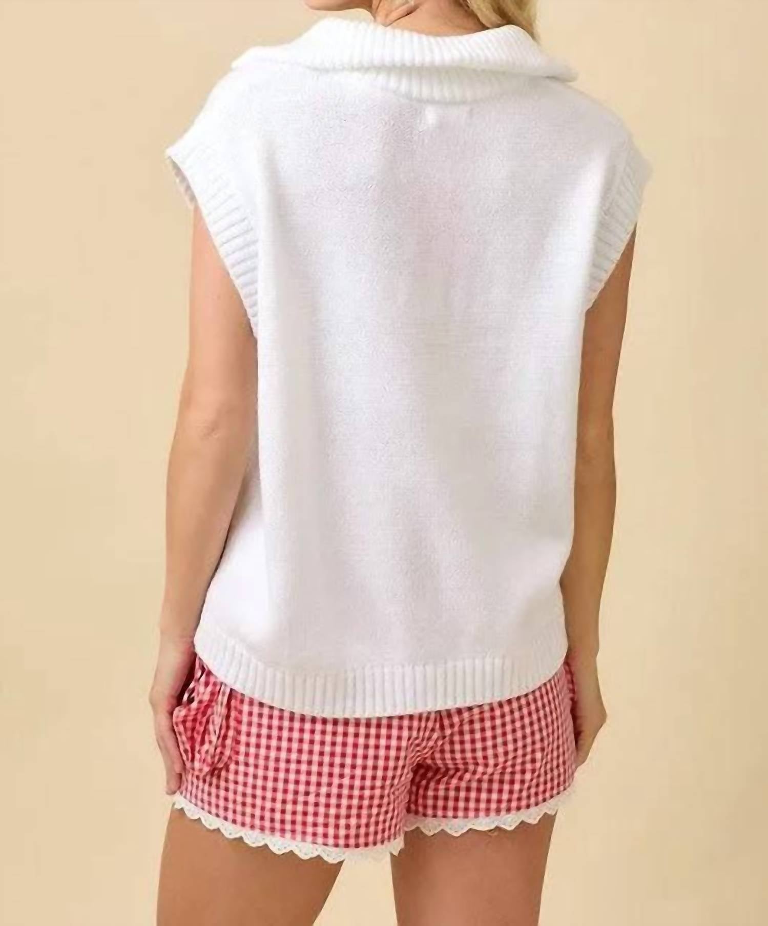 Main Strip - America Sleeveless Half Zip Sweater
