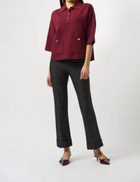 Joseph Ribkoff Heavy Knit Pull-on Flare Pants in black grey 1 - women's pants
