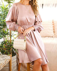 Vine & Love - Elsa Satin Long Sleeve Midi Dress