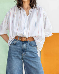 Lilla P - Bracelet Sleeve Shirred Blouse