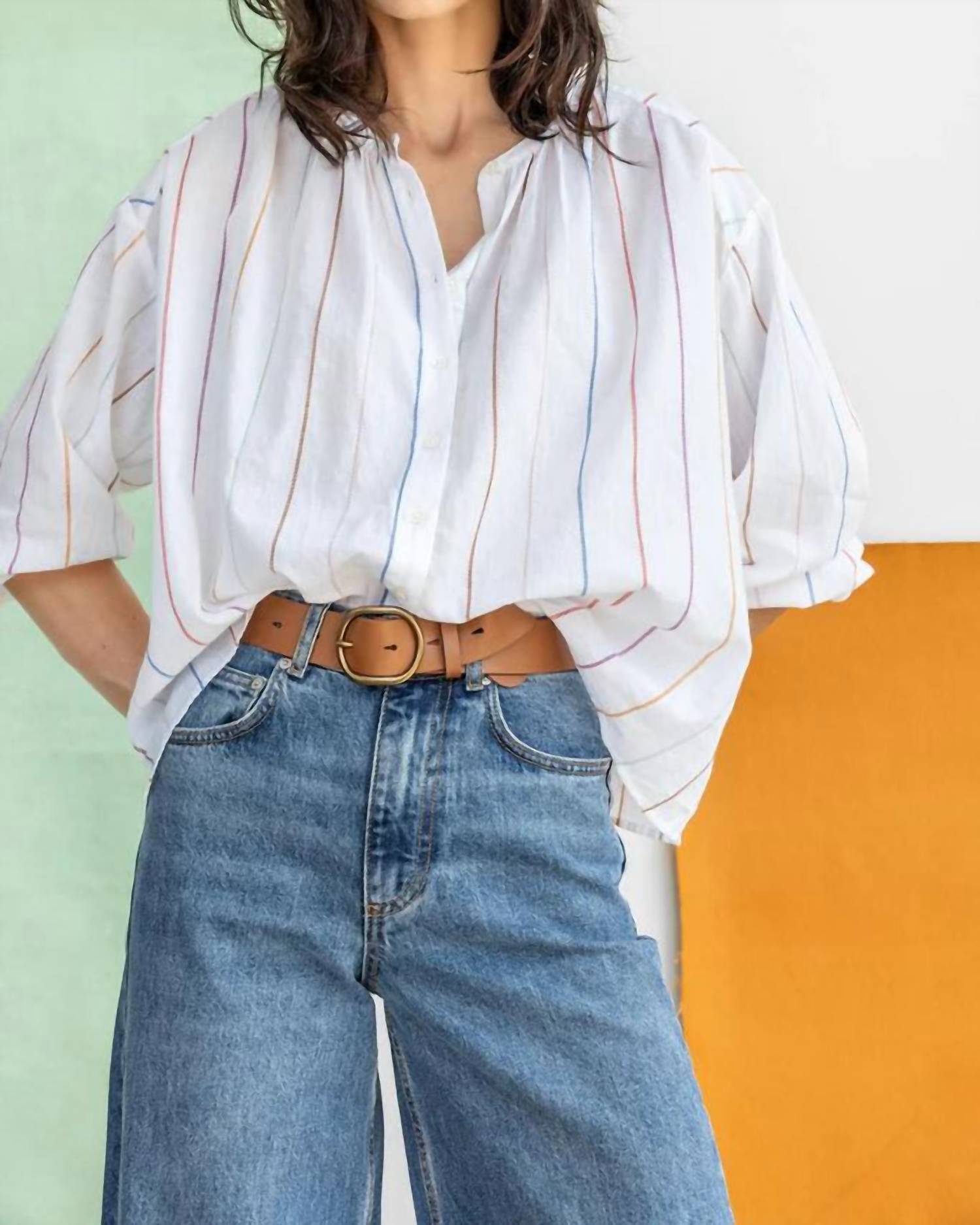 Lilla P - Bracelet Sleeve Shirred Blouse