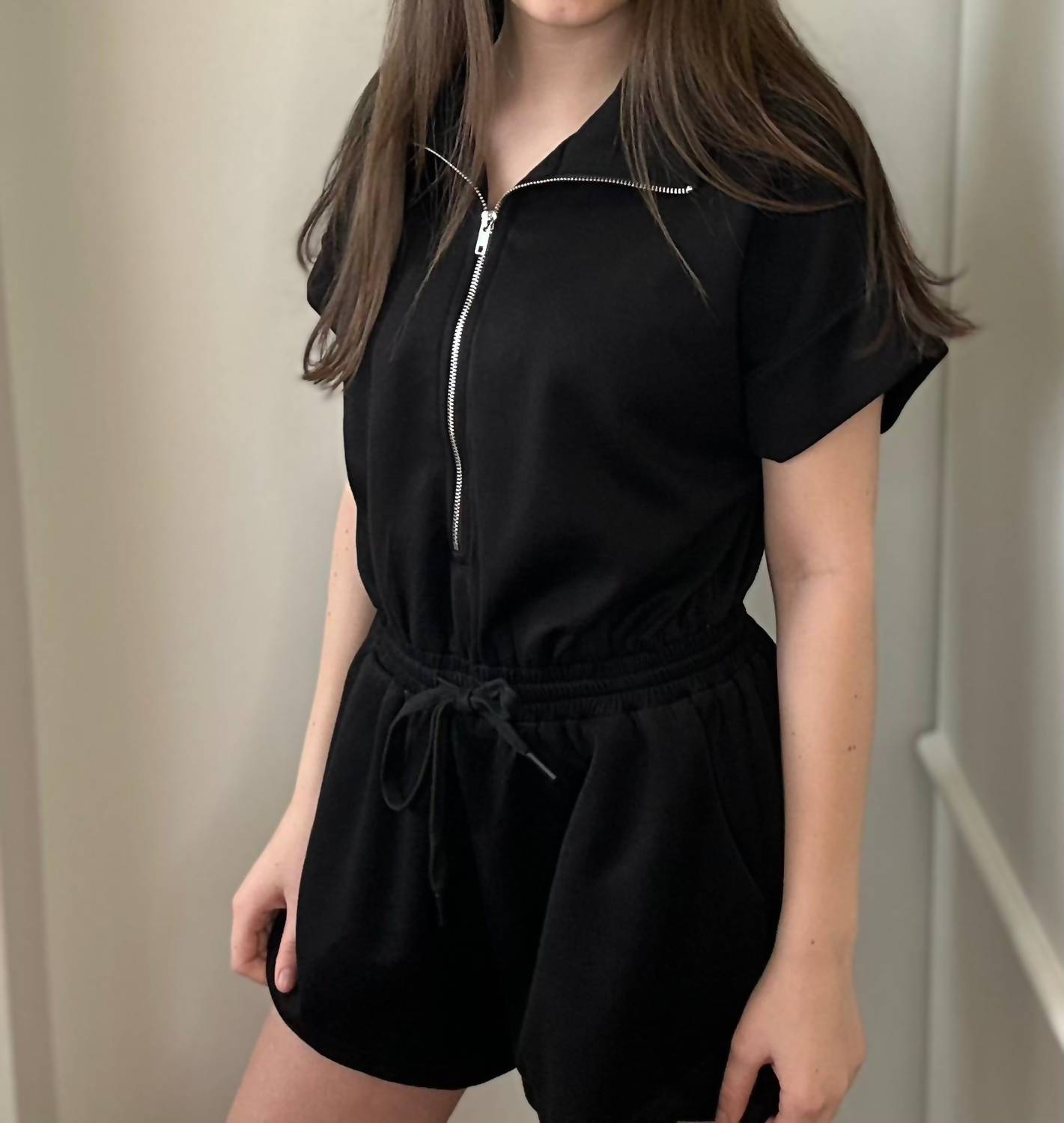 Umgee - Luxknit Half Zip Tie Romper