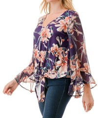 Vava - JANE V-NECK RUFFLE SLEEVE TOP