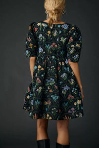 En Saison - Daphne Floral Tapestry Jacquard Trapeze Mini Dress