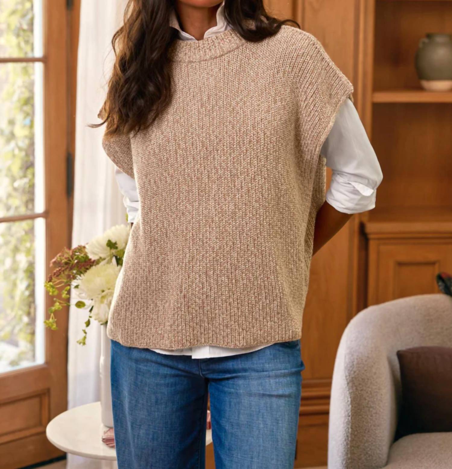 Frank & Eileen Women's Montecito Top in dune marl - women's sweater