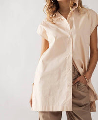 Urban Daizy - Short Sleeve Button-Up Tunic Top