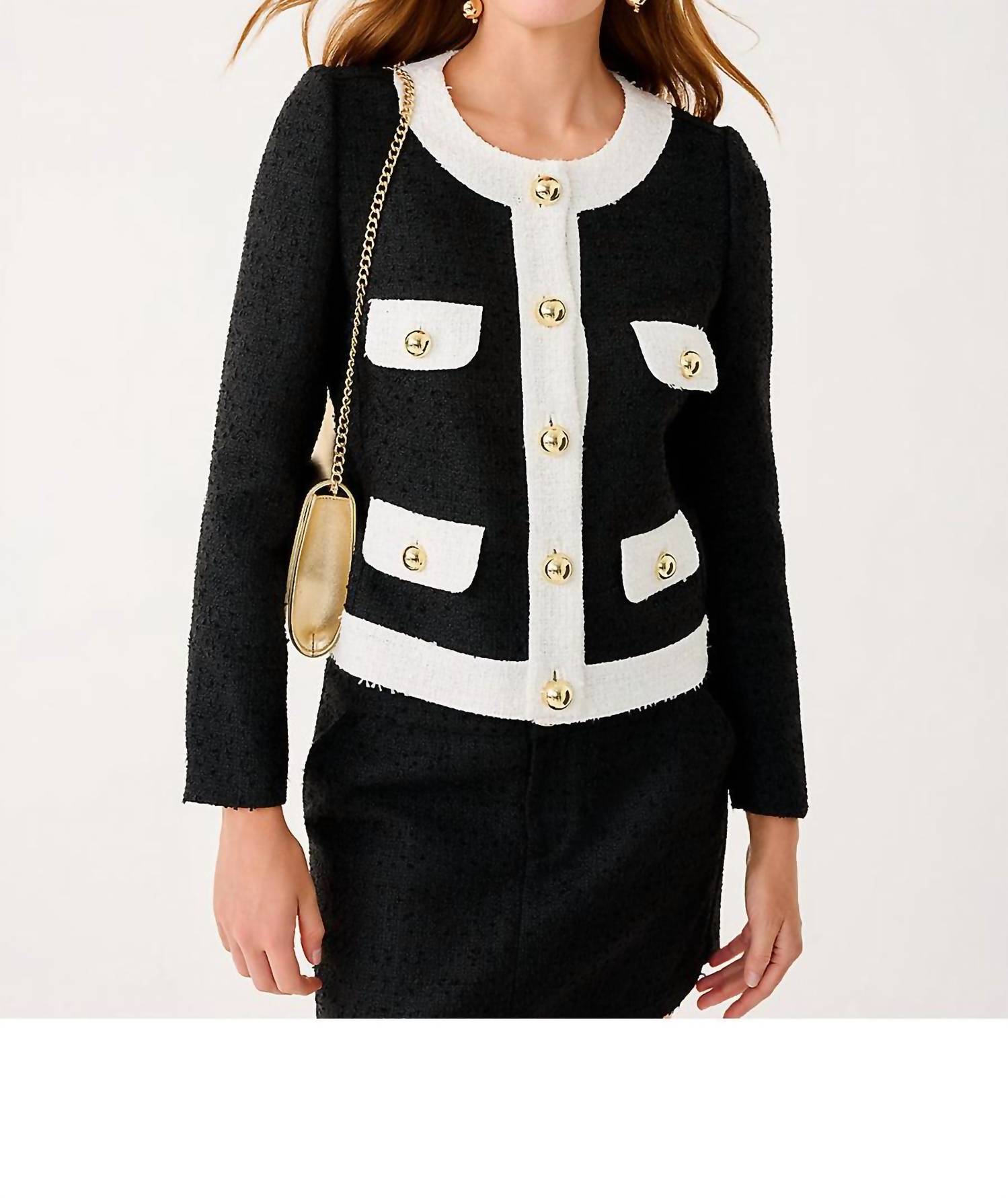 Lilly Pulitzer Clydie Boucle Jacket in noir chic chick - women's jacket