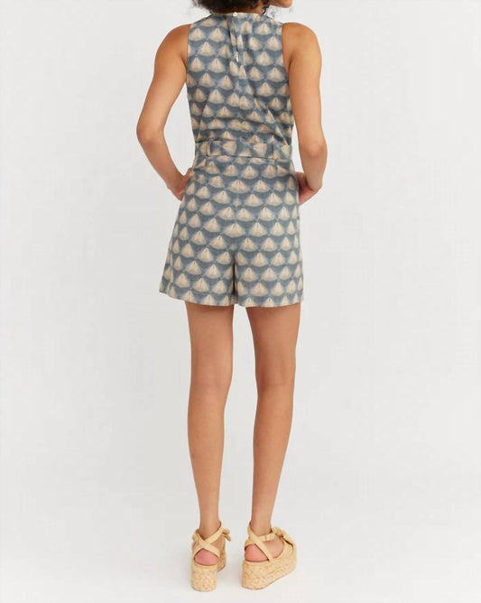 En Saison - NOVELTY GEO LINEN TIE WAIST ROMPER