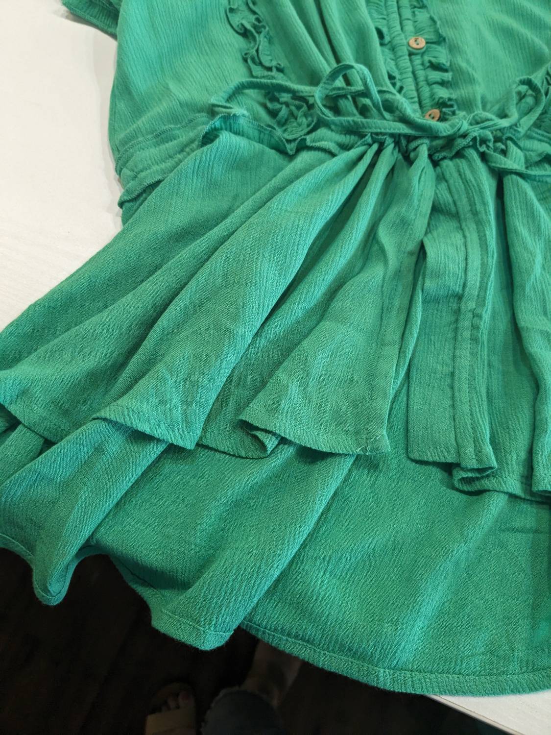 Grace and Lace Lola Frilly Button Front Top in spring green - women's blouse - view 7