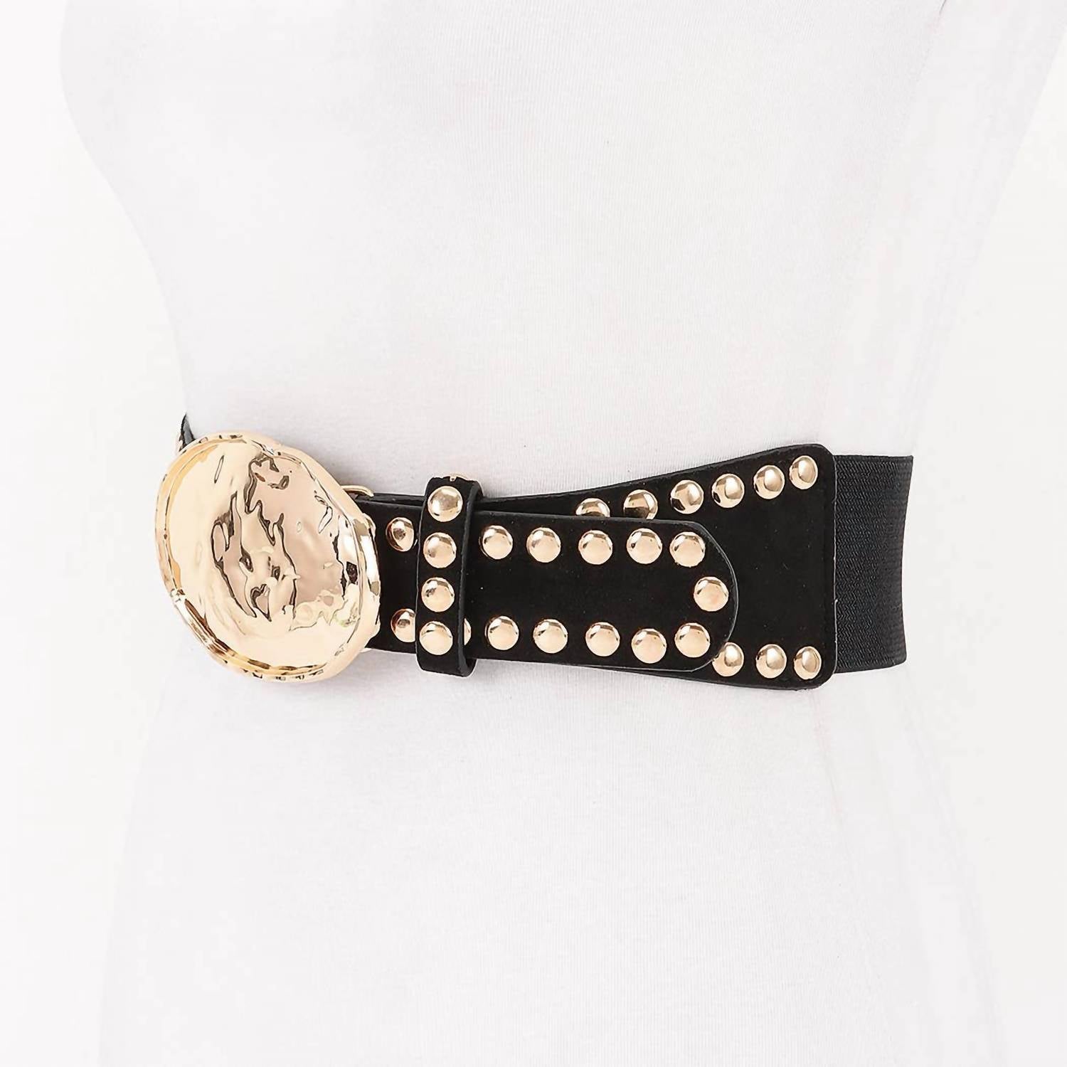 3Am By H&D Accessories - Women's Studded Faux Suede Elastic Belt