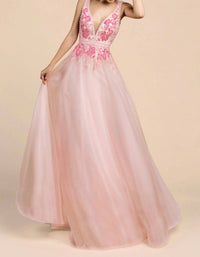 Andrea & Leo Couture Peony Tulle A-line Gown in pink - women's dress