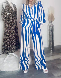 Tea & Cup - Long Sleeve V-neck Jumpsuit