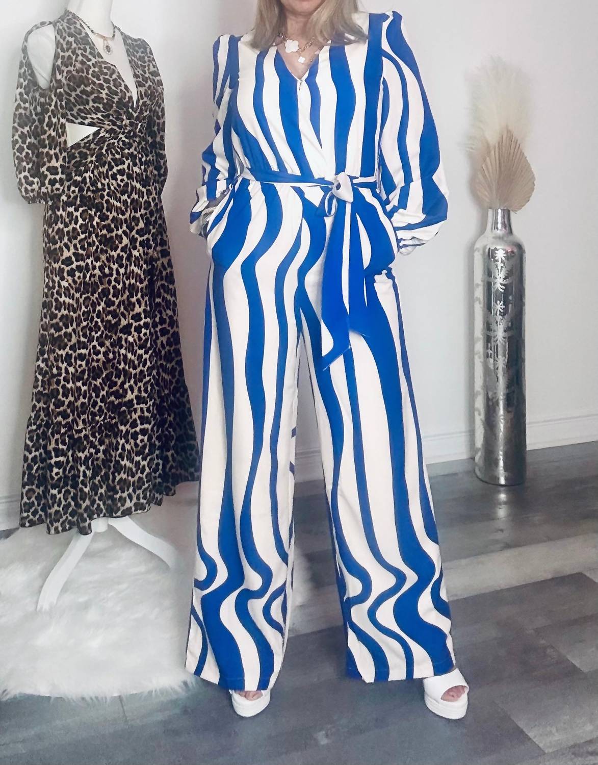 Tea & Cup - Long Sleeve V-neck Jumpsuit