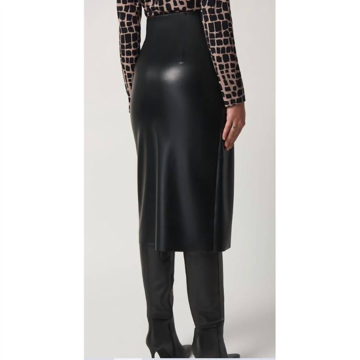 Joseph Ribkoff - Faux Leather Tie Wrap Skirt