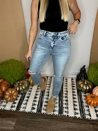 Flying Monkey - High Rise Distressed Straight Jeans
