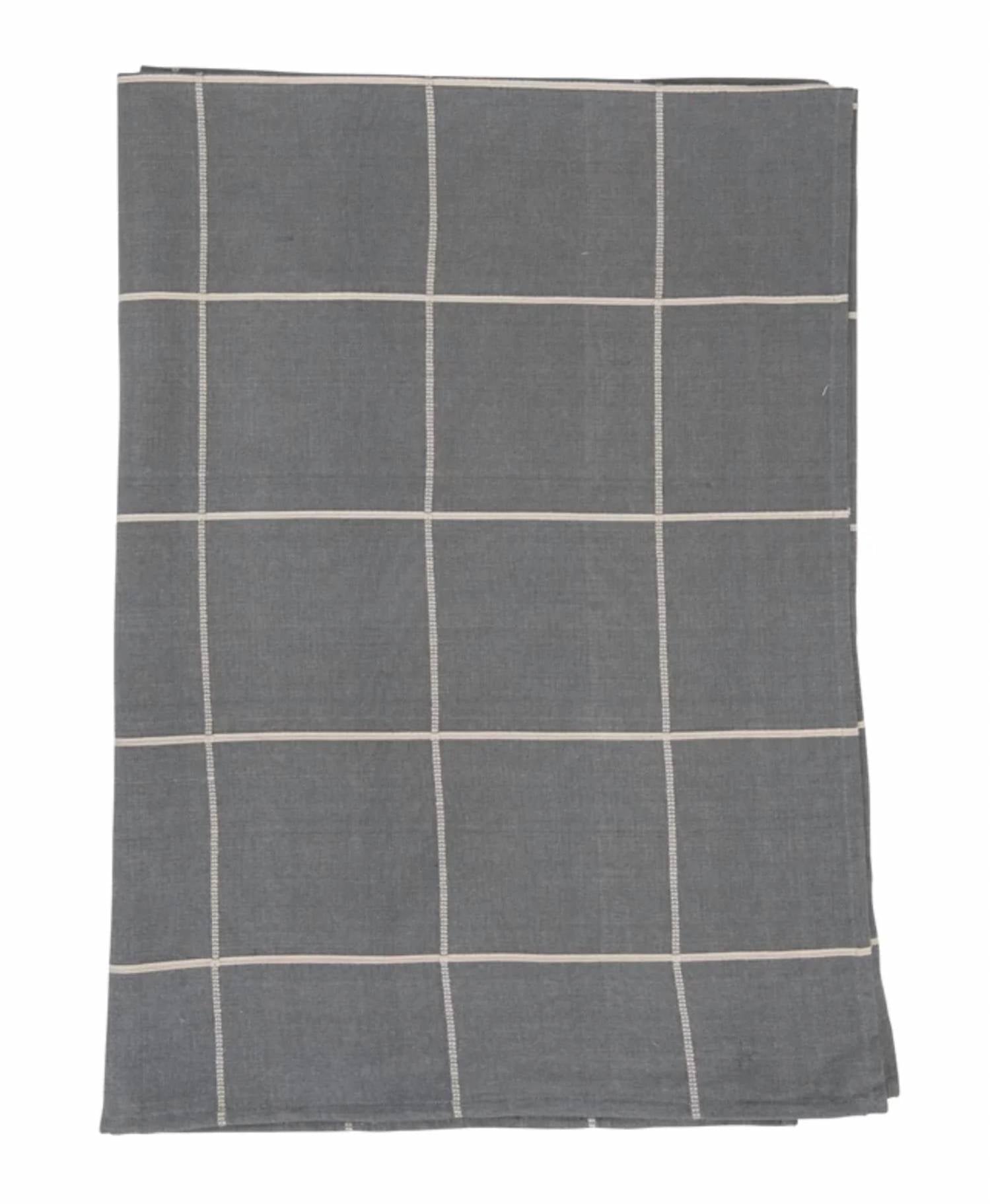 Creative Co-Op - Woven Cotton Tablecloth with Grid Pattern