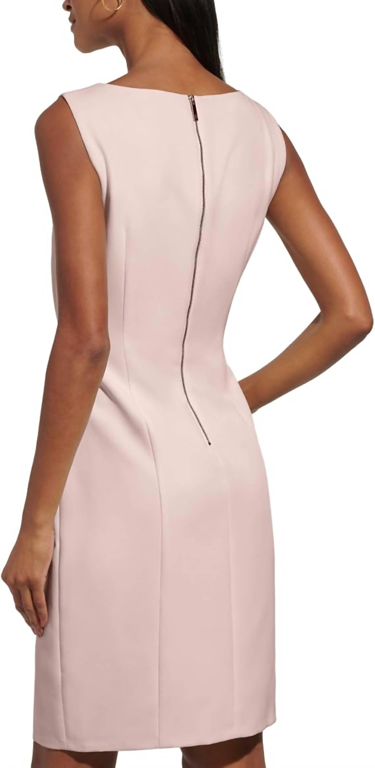 Tommy Hilfiger - Sleeveless Boat Neck Crepe Sheath Mini Dress