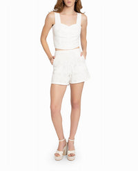 Nicole Miller - Embellished Eyelet Crop Top