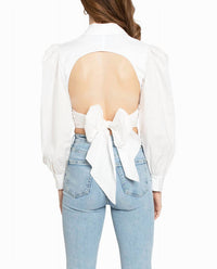 Nicole Miller - Cotton Poplin Wrap Top