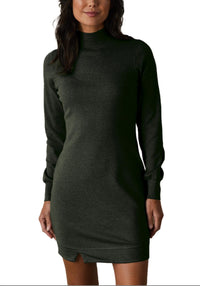 The Normal Brand Puremeso Mock Neck Dress in emerald - women's dress