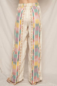 En Creme - Embroidered Pants With Back Elastic