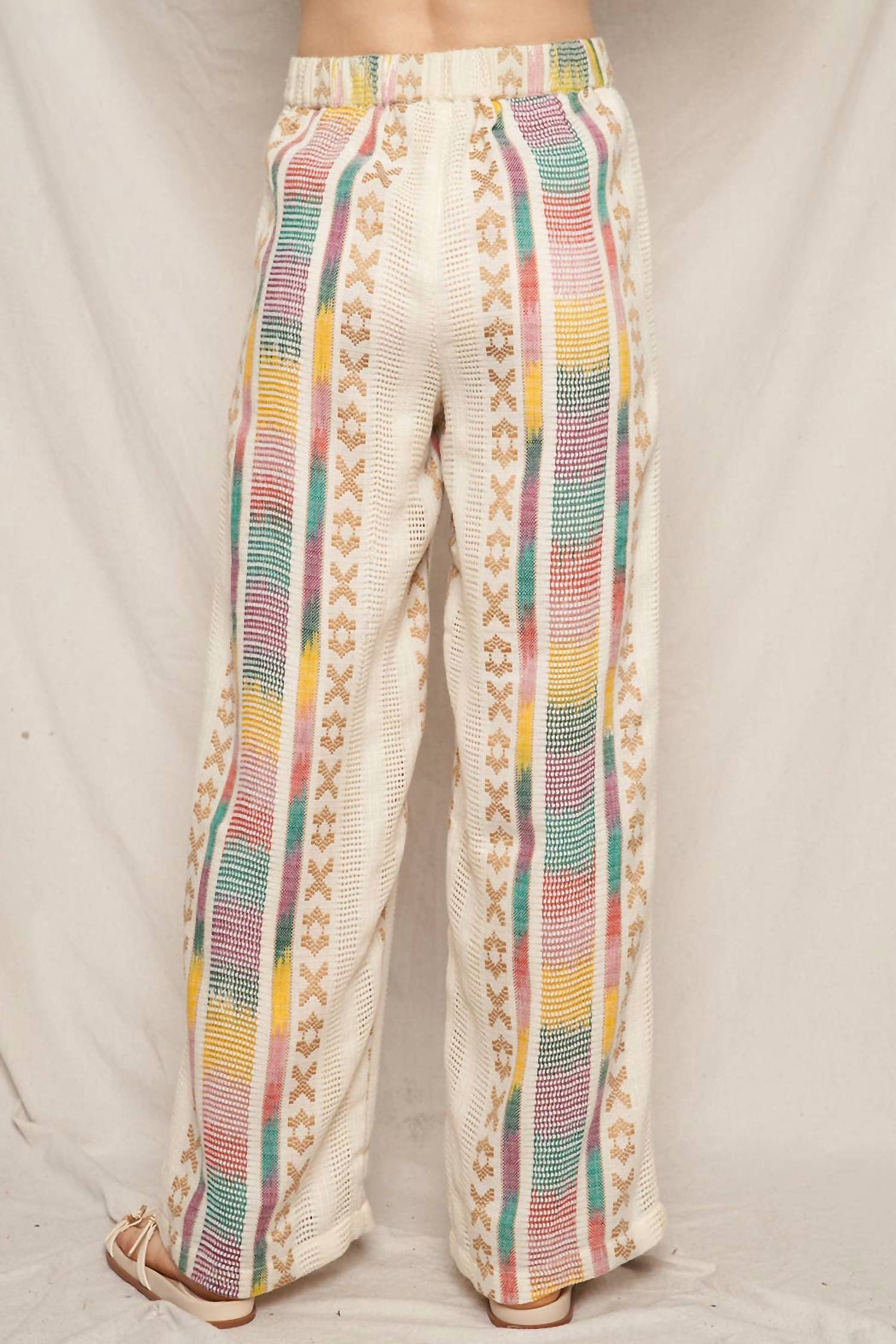 En Creme - Embroidered Pants With Back Elastic