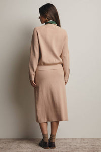 Forte - Ribbed Cuff Sweater & Midi Skirt Knit Set