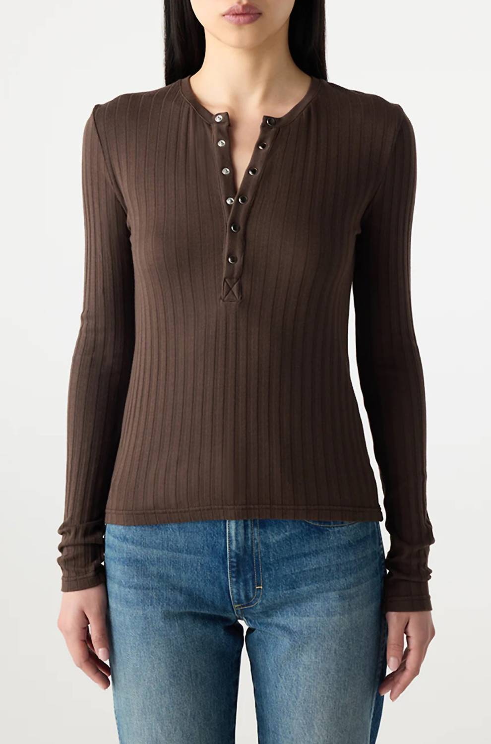 AMO Lottie Top in mocha 1 - women's long sleeve top