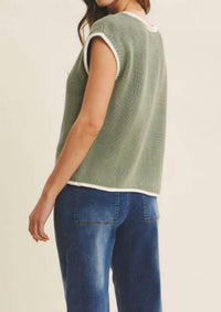In February - Contrast Rolled Knitted Sweater Vest