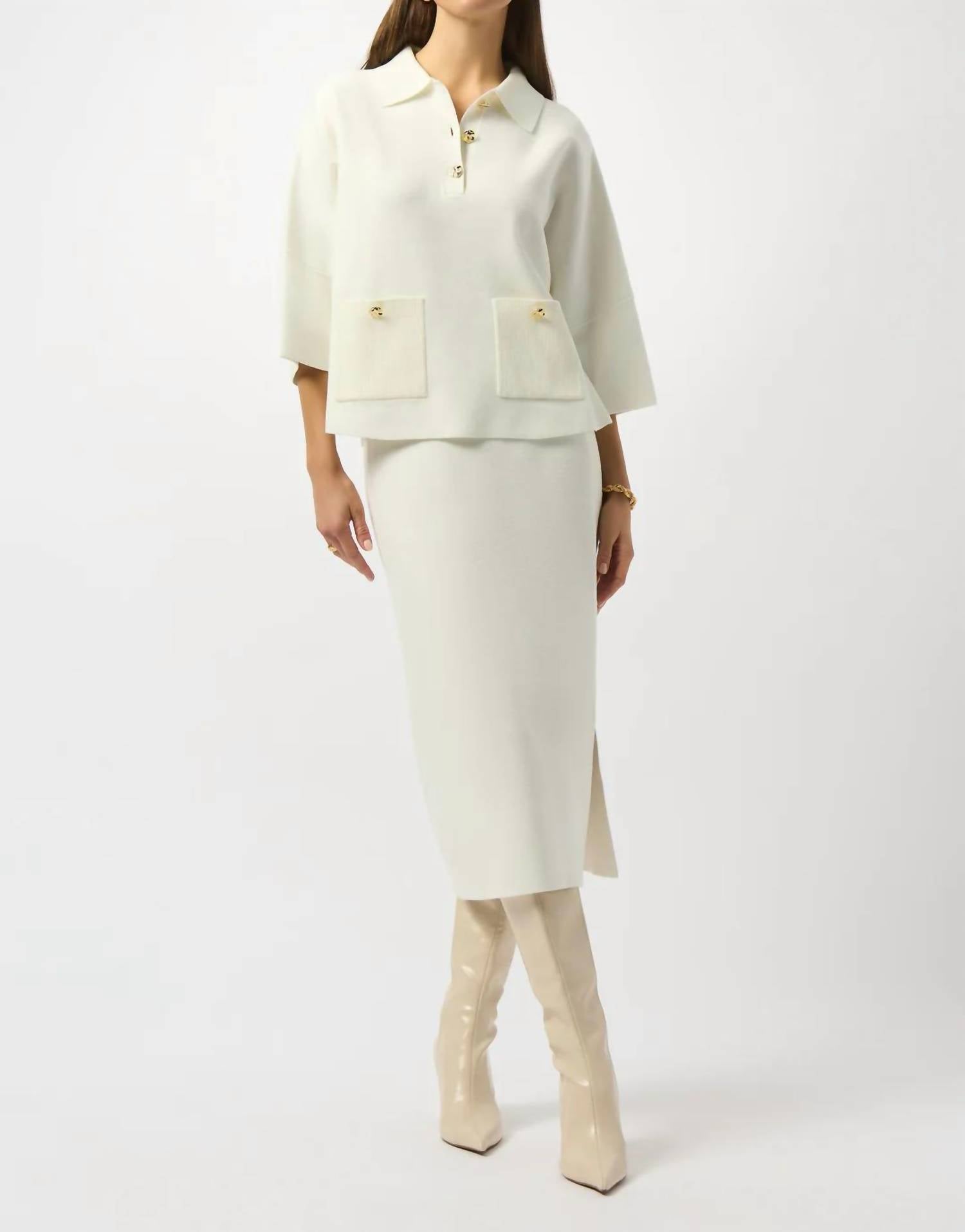 Joseph Ribkoff - Collared 3/4 Sleeve Boxy Top