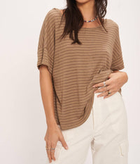PROJECT SOCIAL T Isadora Back Lace Up Tee in brown - women's t-shirt