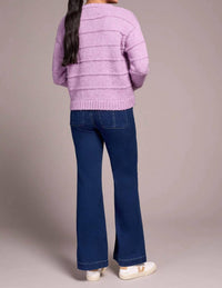 Tribal - Heathered Stripe Crew Neck Sweater