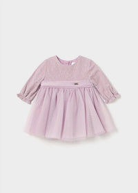Mayoral - Kid's Lurex Embroidered Long Sleeve Tulle Dress