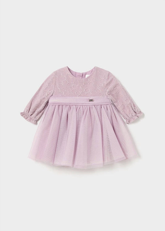 Mayoral - Kid's Lurex Embroidered Long Sleeve Tulle Dress