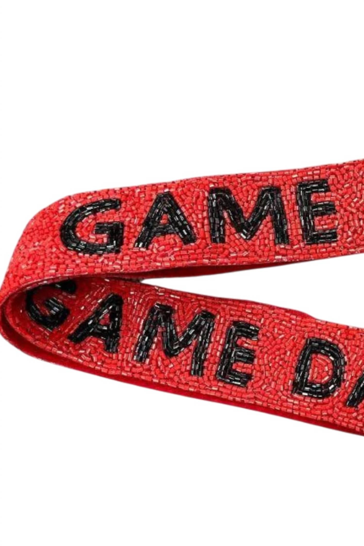 Treasure Jewels Women's Game Day Beaded Bag Strap in red and black - women's item - detail view