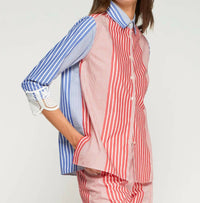 Vilagallo - Lace Cuffs Striped Shirt