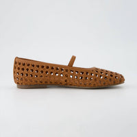 Cushionaire - Women's Weavy Squared Toe Woven Ballet Flats