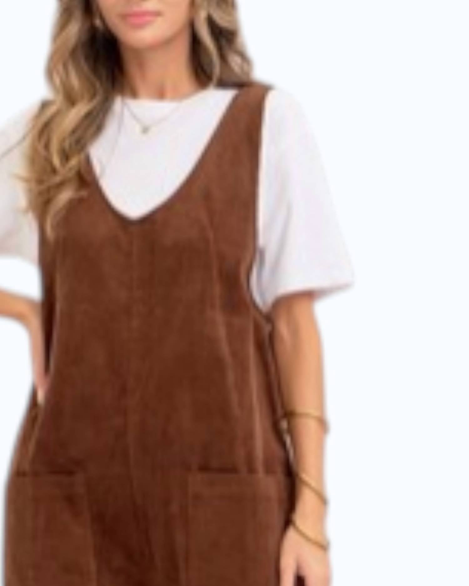 Sweet Lovely By Jen - Corduroy Overall Jumpsuit