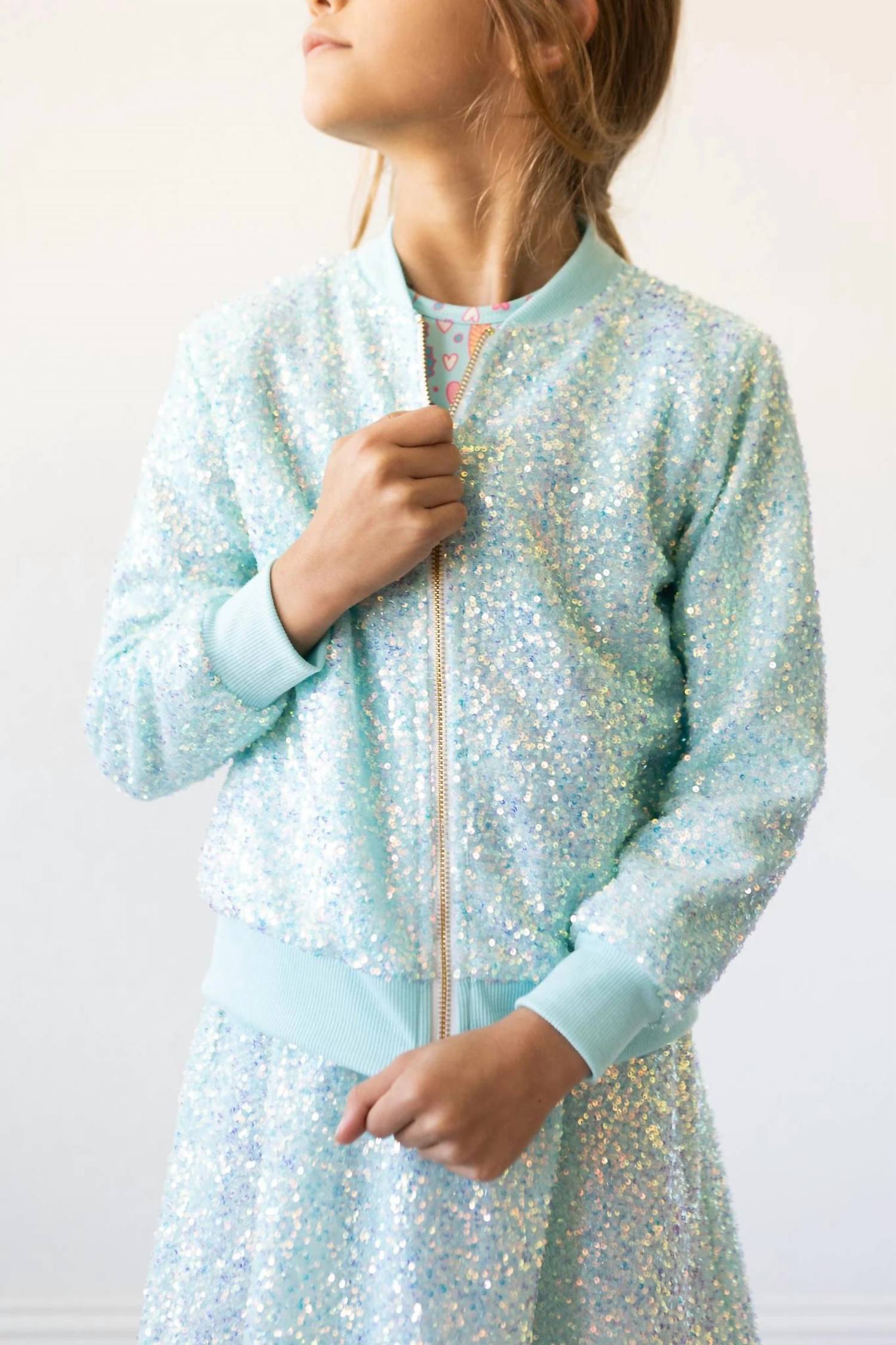 Mila & Rose Girls Sequin Jacket in aqua - item