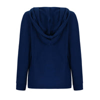 Lily Clothing Waffle Button-up Hoodie Pullover in navy - women's top - view 6